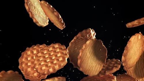 Cookies Falling in Slow Motion on Black Background