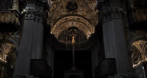 Interior view of Basilica of Santa Maria Maggiore in Bergamo in Lombardy, Italy
