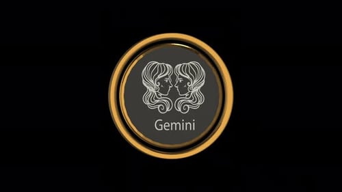 Animated Golden Gemini Zodiac Emblem