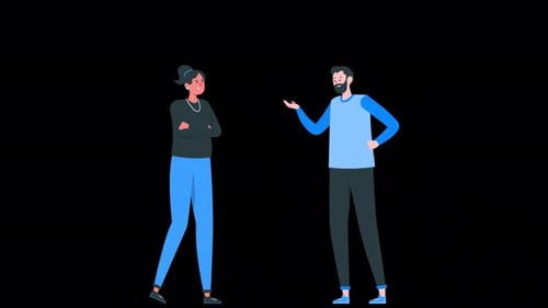 Two Office Workers Talking Among Themselves About The Project 4K Alpha Channel