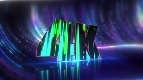 Dynamic Light Trails Revealing 4K Text on Reflective Surface