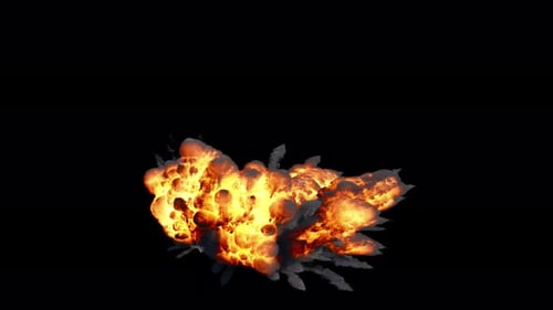 Explosion mit herabfallendem Feuer und Rauch, Nahaufnahme