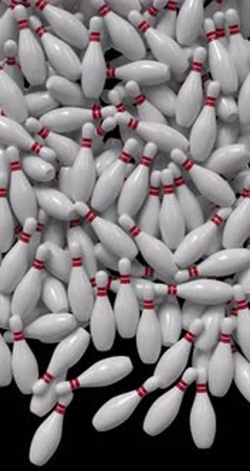 3D Bowling Pins Screen Transition Alpha Channel 4K