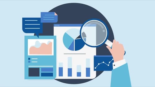 Animated Business Data Analysis and Research in Flat Design