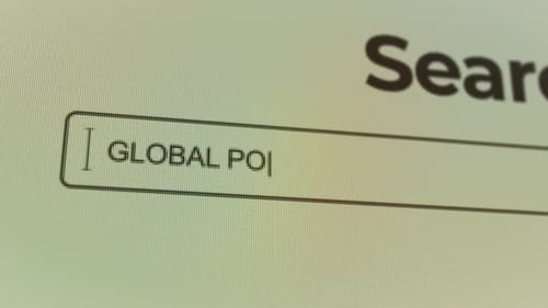 Global Politics News Tools Technology Search Bar Concept Digital Search Interface