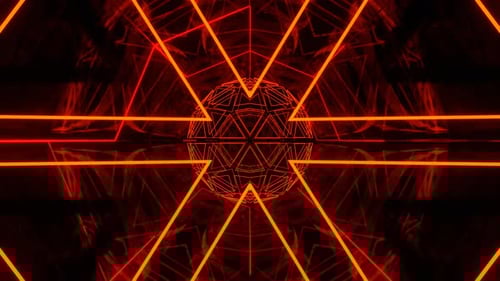 Red And Orange Abstract Tunnel With Neon Geometric Core Background Vj Loop In 4K