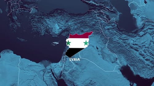 Animated Map of Syria with Flag and Country Name Reveal