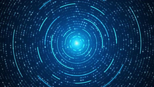 Futuristic Blue Digital Particle Rings Motion Background