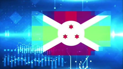 Burundi Flag On Economy Background And Graph