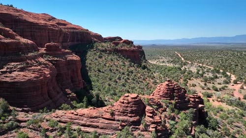 Aerial view of Red Canyon rock formations, United States.