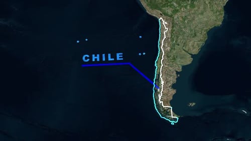 Earth Globe Zoom to Chile Country Map Reveal