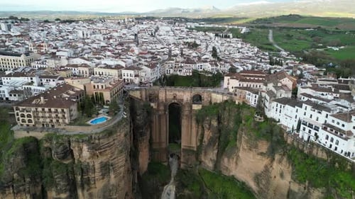 Aerial view of Puente Nuevo bridge, Ronda, Spain.