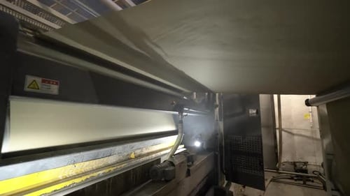 Flat Cardboard Web on Special Industrial Machine at Factory
