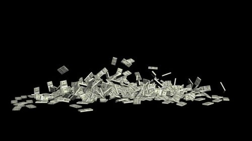 Dollar Bills Falling and Piling Up Animation