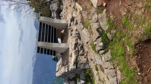 Scenic Mountain Vista with Constructed Stairs