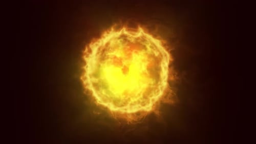 Burning 3D fireball effect on dark background. Ultra HD, 4K, 60fps