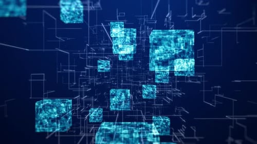 Futuristic Digital Cubes And Lines Network Background