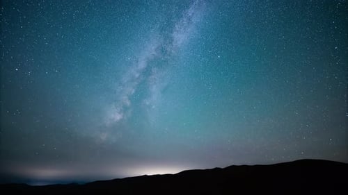 Time Lapse - Beautiful Milky Way Galaxy above Mountain Range