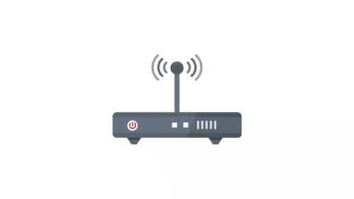 Flat Design Wi-Fi Router Animation with Signal Emission
