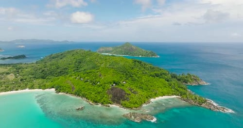 Turquoise Coastline with Lush Forest and Clear Waters Seychelles Mahe