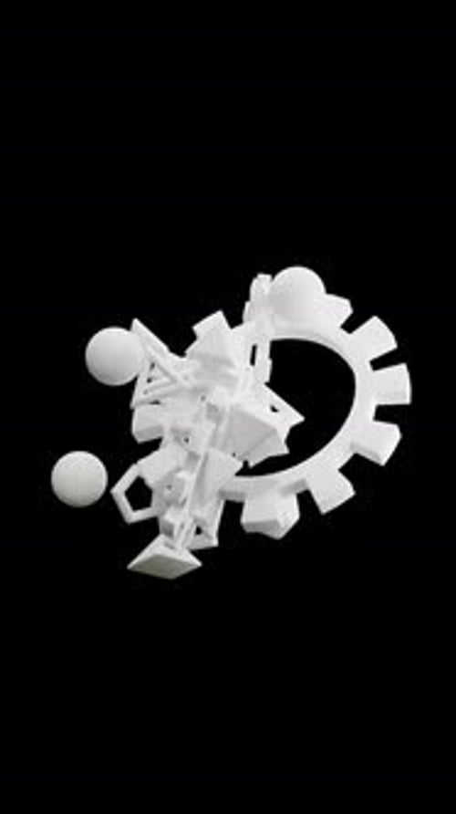 Geometric shapes floating 3d animation