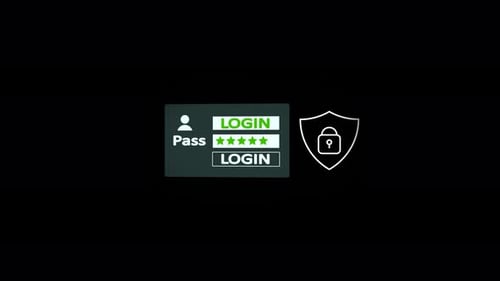 Animated Login Interface with Password Entry and Security Shield