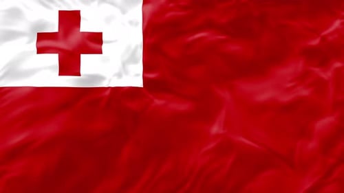 Tonga National Flag Realistic Waving Loop Animation