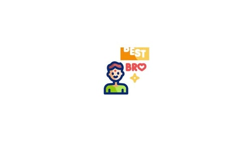 Animated Icon of a Man with 'Best Bro' Text