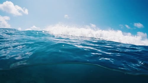Ocean wave. Crystal clear ocean wave rolls and breaks. Indian Ocean's wave breaking