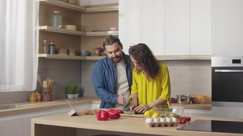 Couple Cooking Together in Modern Kitchen