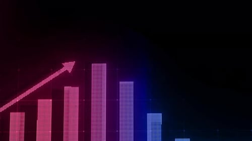 Blue Pink Gradient Glowing Business Chart Bar Animation
