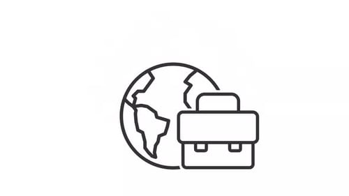 Animated Line Art Icon for Global Business and Travel