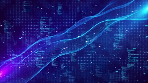 Connexion numérique abstraite, points, lignes, chiffres, intelligence artificielle, finance, jeu, Internet