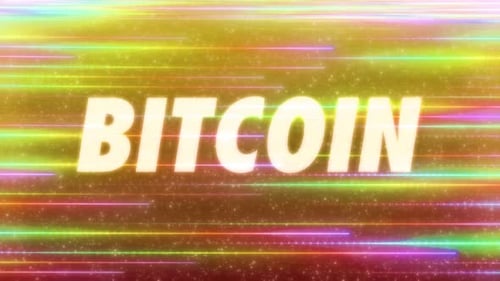 Bitcoin Word With Colourful Background V2