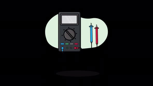 Flat Design Animated Multimeter with Probes, Backgrounds Motion ...