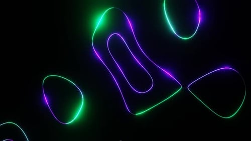 Turquoise And Purple On Black Abstract Neon Glowing Moving Background Vj Loop Animation In HD