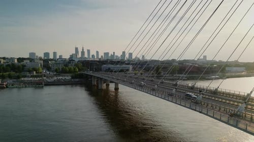 Aerial Panoramic View of Warsaw City