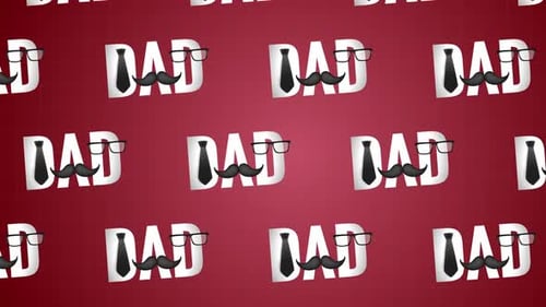 Animated Father's Day Pattern Background with DAD Text and Icons