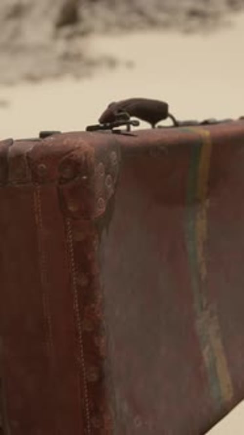 A Piece of Luggage Sitting on Top of a Sandy Beach