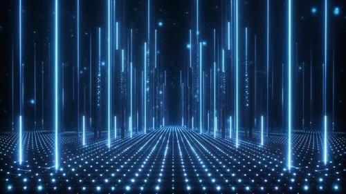 Futuristic Blue Glowing Grid Lines Digital Background Loop
