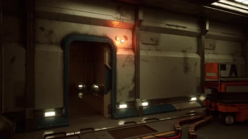 Spaceship Corridor of Futuristic Tunnel with Light