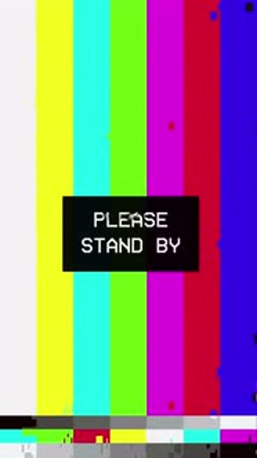 4K Animation tv static color noise glitch error video with please stand by text