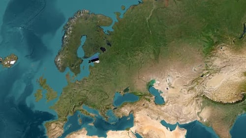 Estonia Map Zoom and Flag Reveal Animation