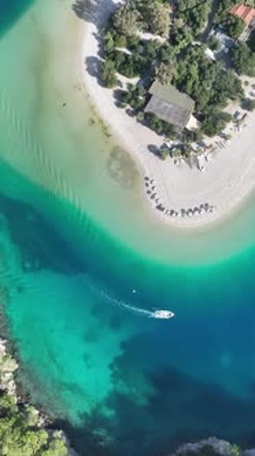 Vertical aerial view of natural beach coast