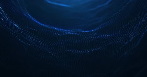 Digital particle wave on dark background, futuristic wave background, seamless loop