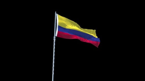 Realistic Colombia Flag Waving on a Pole