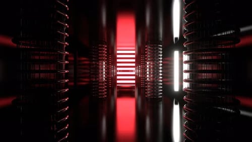 Red And Orange Alien Strobe Corridor With Vertical Portal Background Vj Loop I 4K
