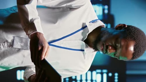 Vertical Video Serviceman in Server Hub