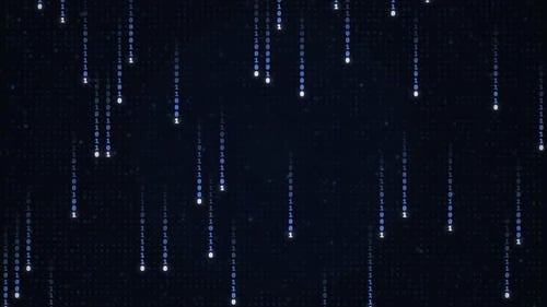 Blauer fallender Binärcode, Daten, Regentechnologie, Bewegungshintergrund