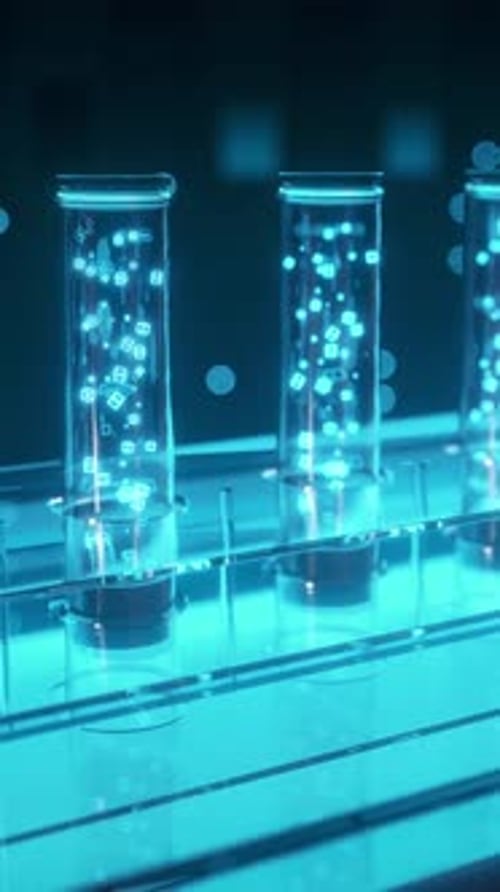 Futuristic Social Media Icons Bubbling in Test Tube Lab